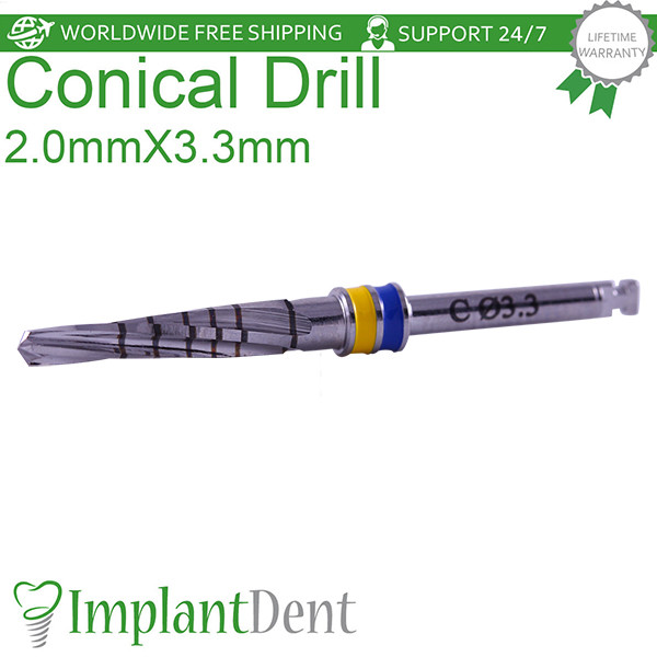Dental Conical Drills 16mm External Irrigated 2.0×3.3mm Stainless Steel Tool