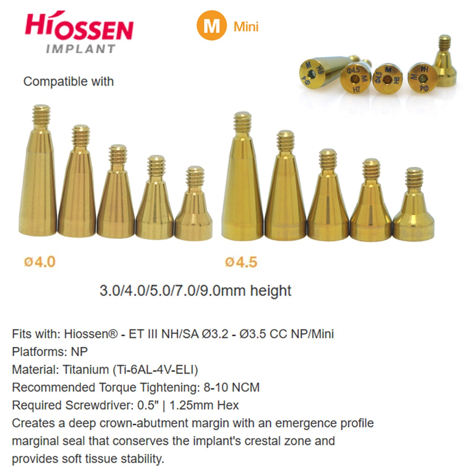 5Pcs US Dental Healing Abutment Mini Regular Platform compatible Osstem Hiossen