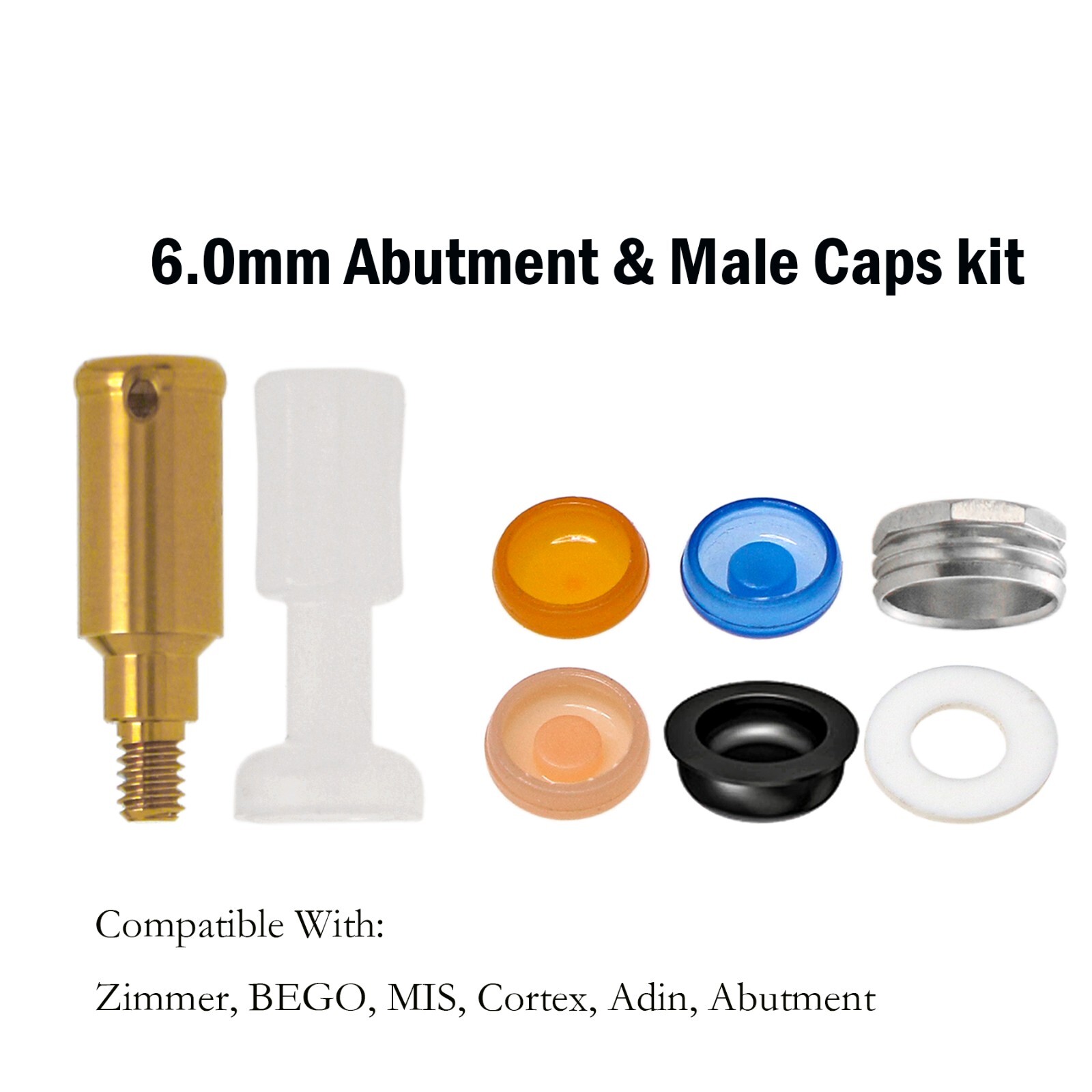 Dental Overdenture Locator Abutment Fits Zimmer Tapered Screw-vent 3.5 for 1-6mm