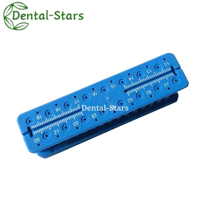 Autoclavable Dental Endodontic File Holder Measuring Block with Ruler blue/white
