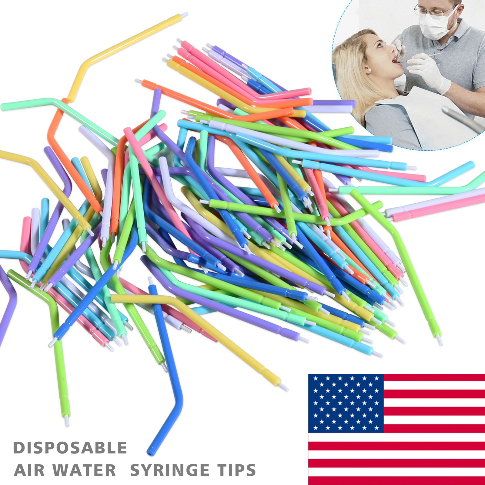 10 packs Dental 3 Way Air Water Syringe Disposable Spray Tips Triple Nozzle Tube