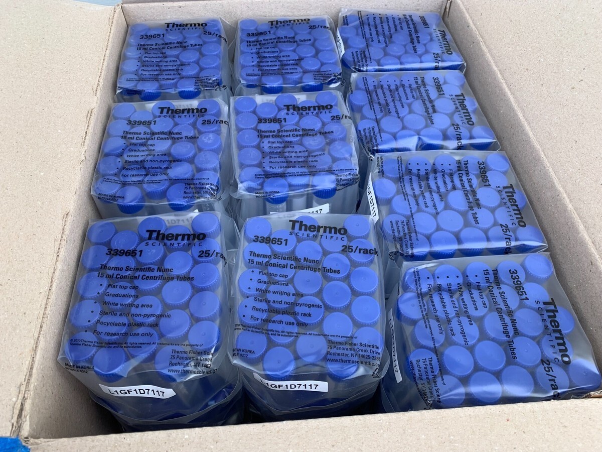 25 Thermo Scientific Nunc 15 ml Conical Centrifuge Screw Cap Test Tubes 339651