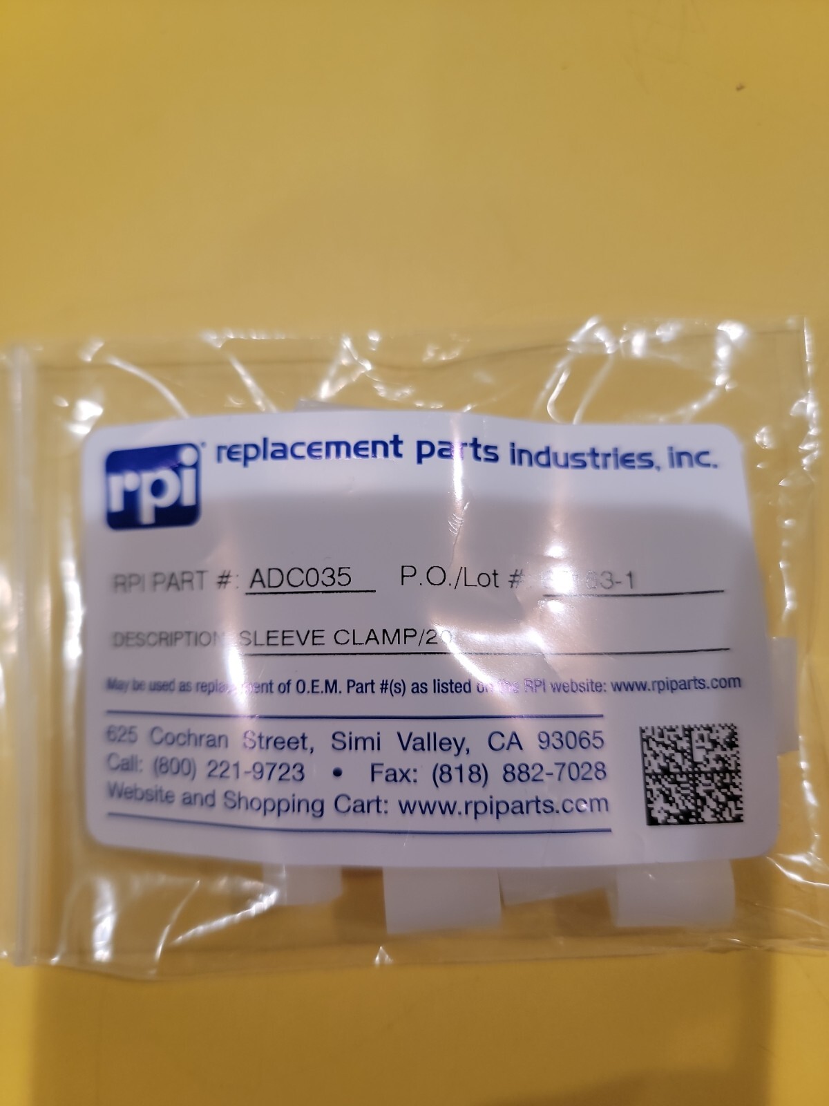 20 Pcs 1/8″ Clamp Sleeve RPI #ADC035 1/8″ O.D. tubing Adec Dental chair barbs