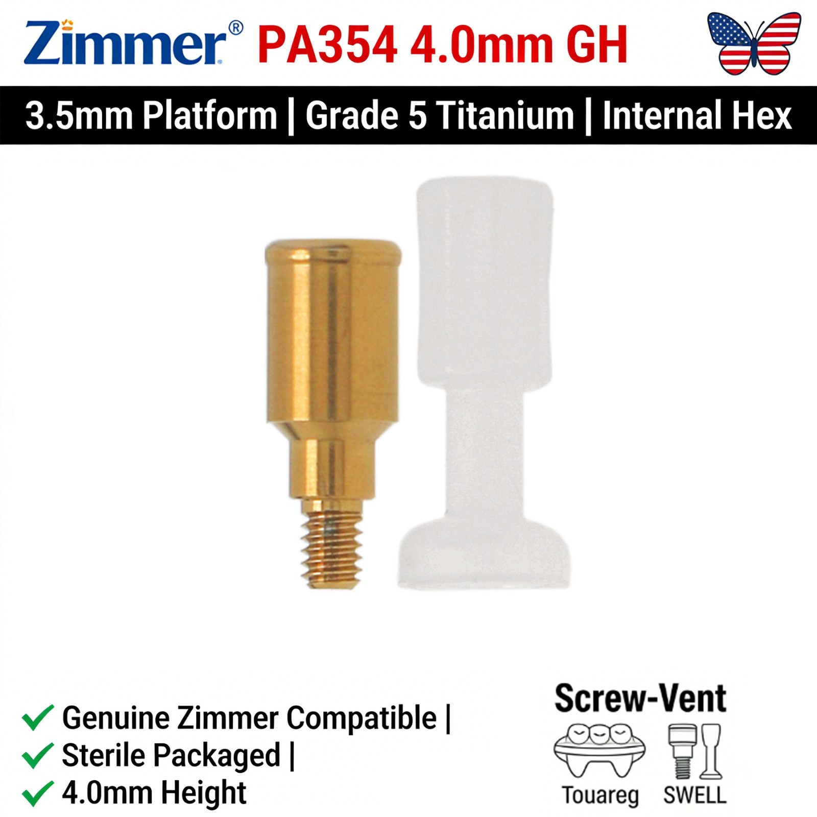 Overdenture Locator Abutment Removable Anchor Internal Hex BioHorizons Tapered