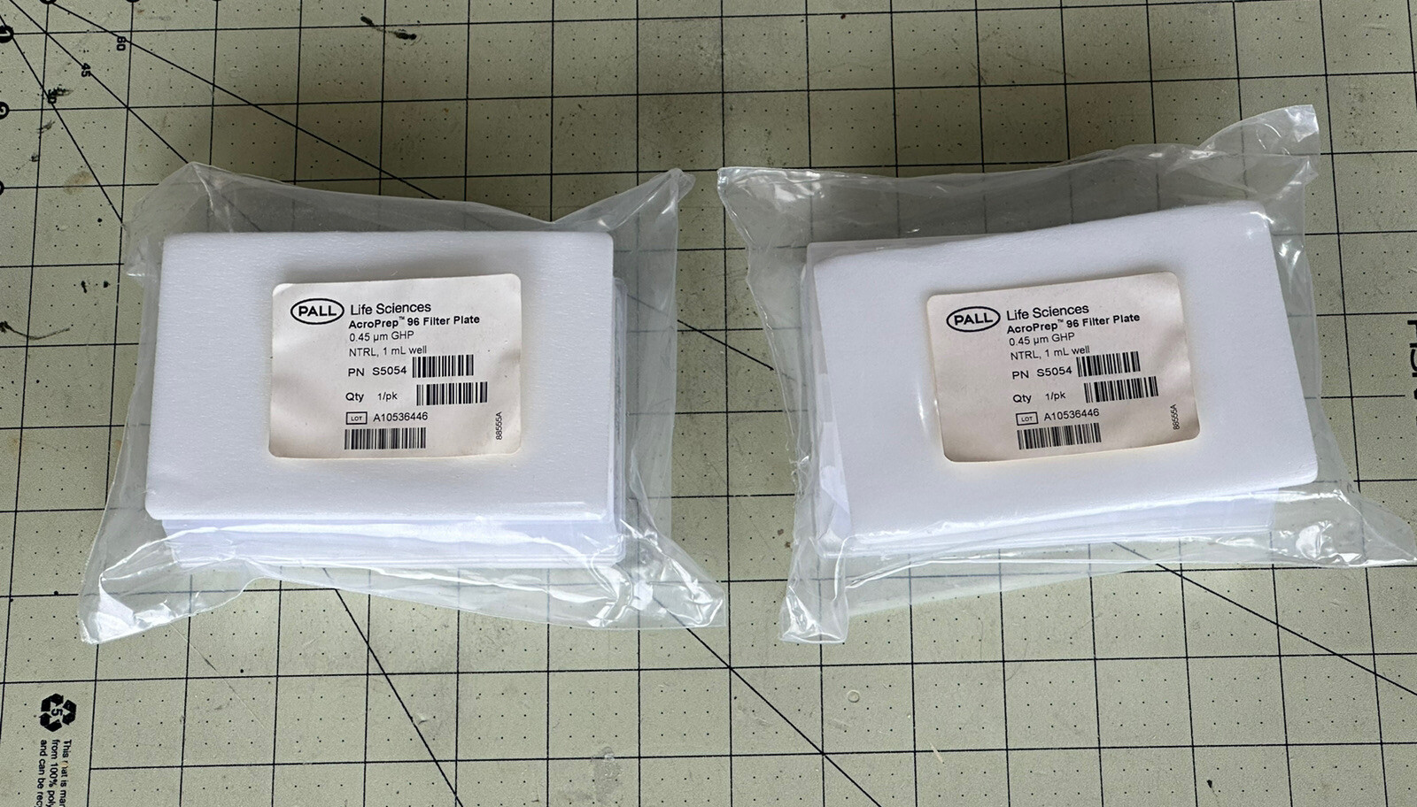 Pall Life Sciences S5054 Acro Prep 96 Filter Plate 0.45um 1mL Well GHP Qty:2 New