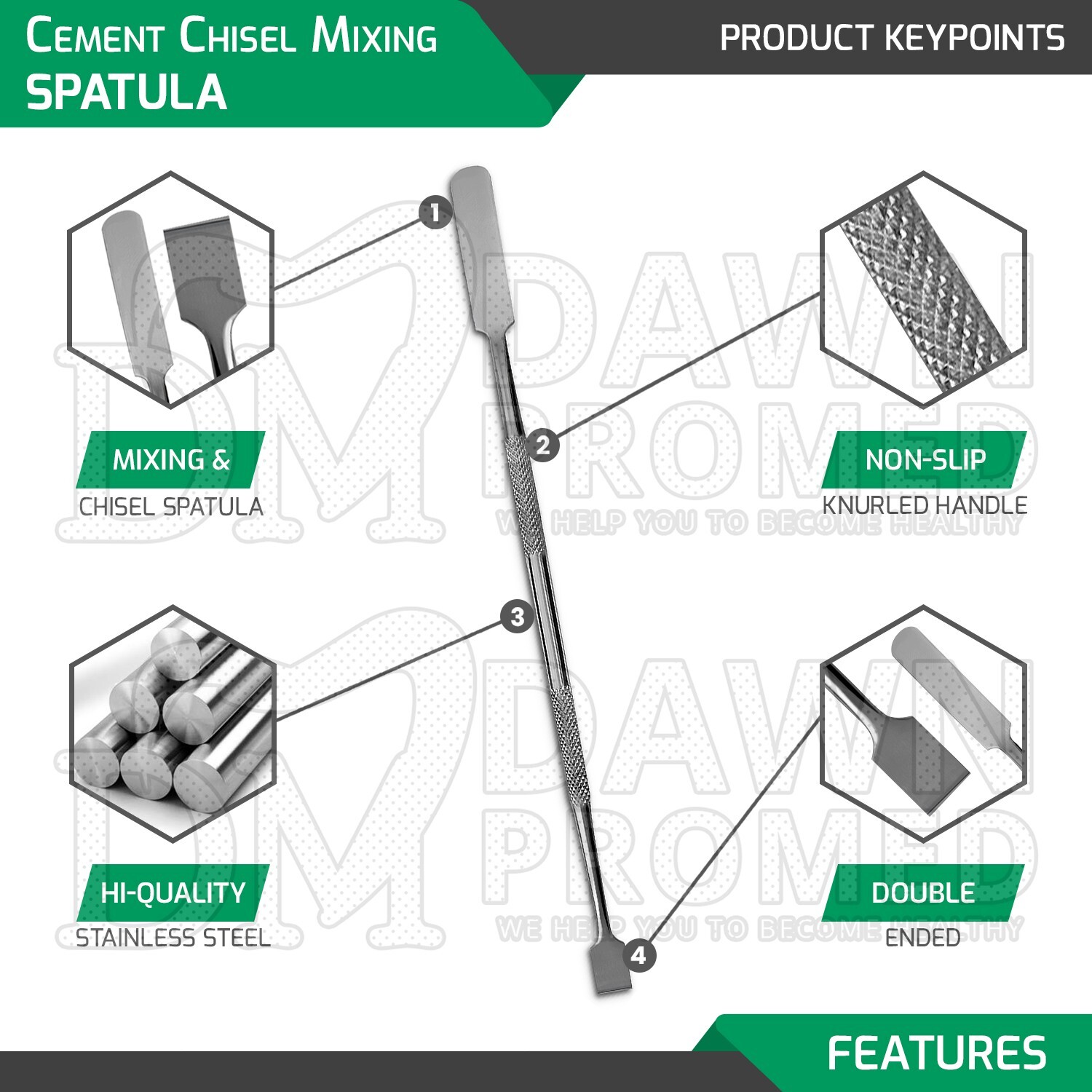 Cement Chisel Spatula 6.75″ Double Ended Restorative Dental Instrument German Gr