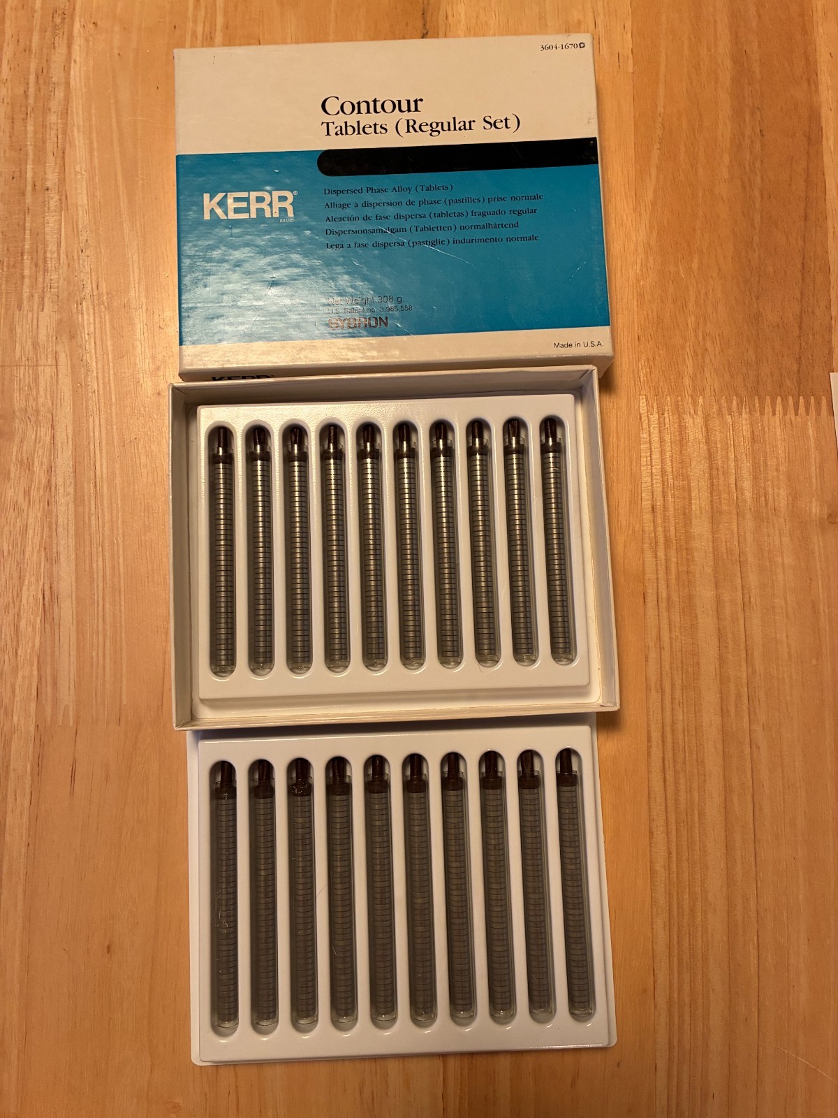 Kerr Contour Silver Dental Amalgam Alloy 20 Vial Pkg, contains 308 g. net