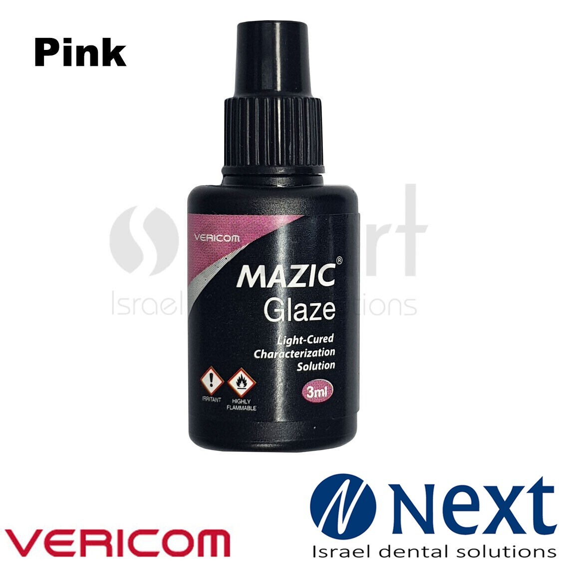 Dental lab acrylic composite LC shade color liquid 3ml Mazic Glaze Vericom Pink