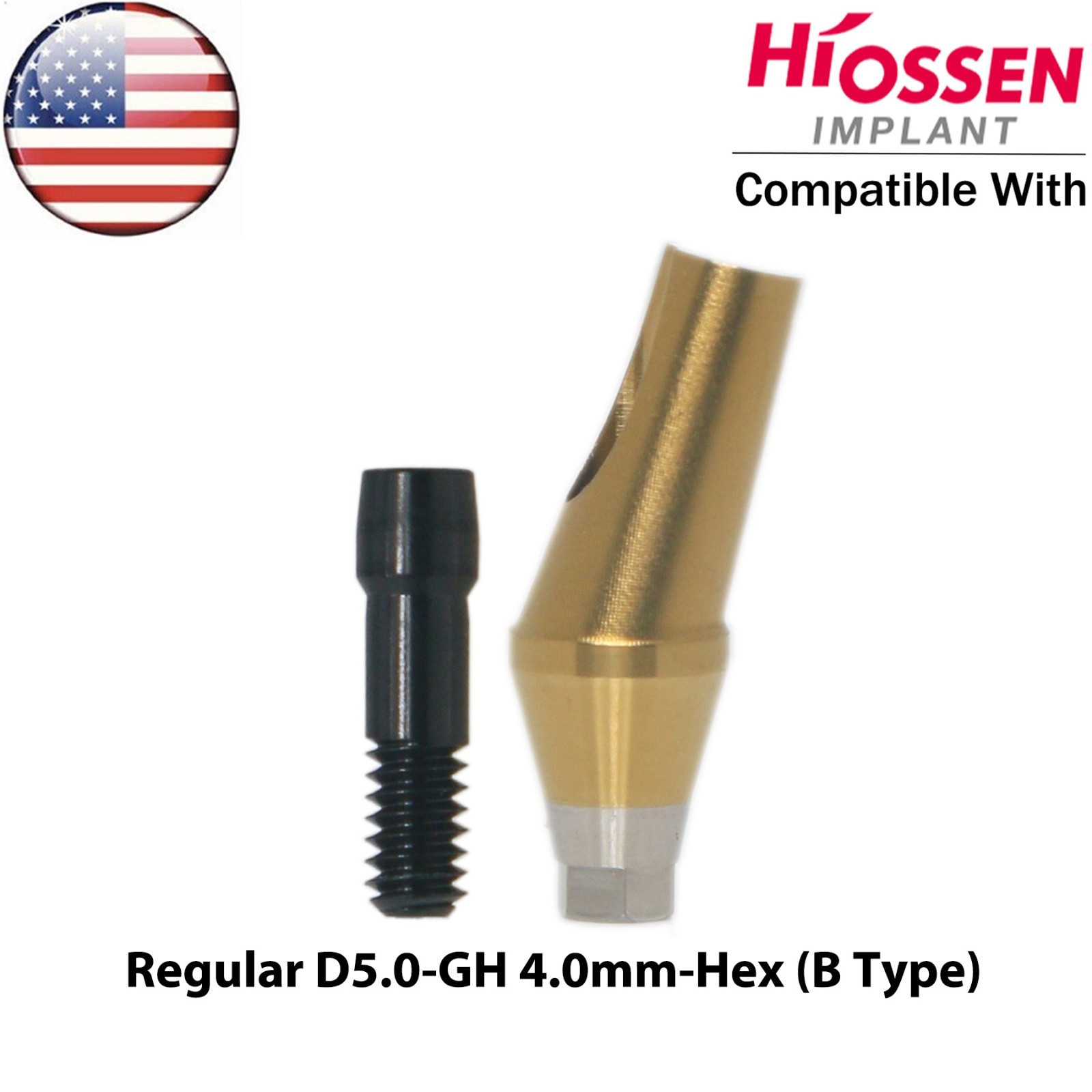US Dental 17° Angled Anatomic Abutment Regular Ø4.5/5.0mm Fit Hiossen Osstem TS