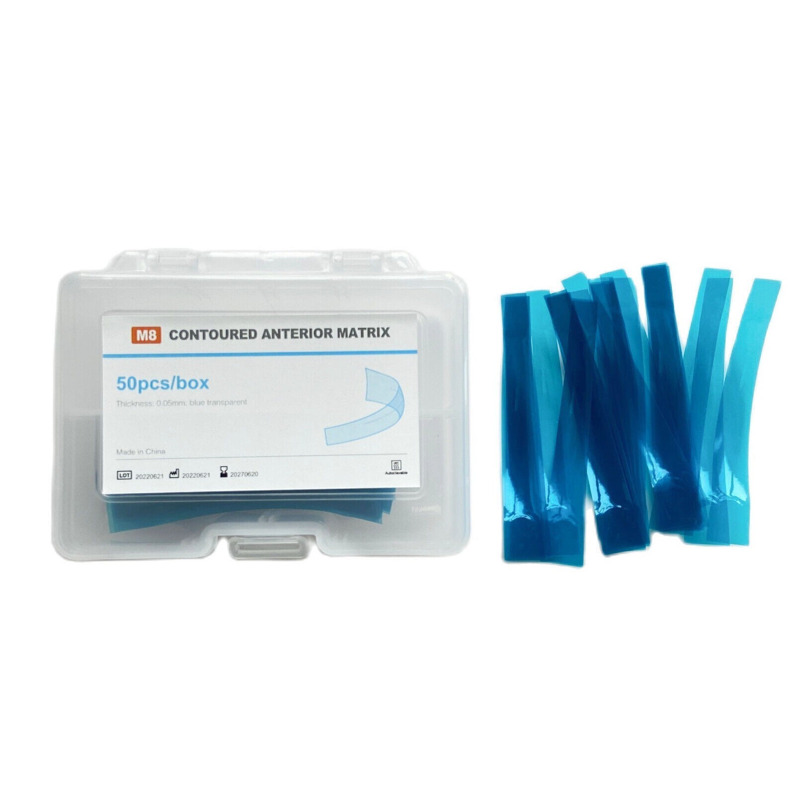 Dental M8 Blue Strips Matrix Strip Contoured Anterior Matrices Resin Bands 0.05