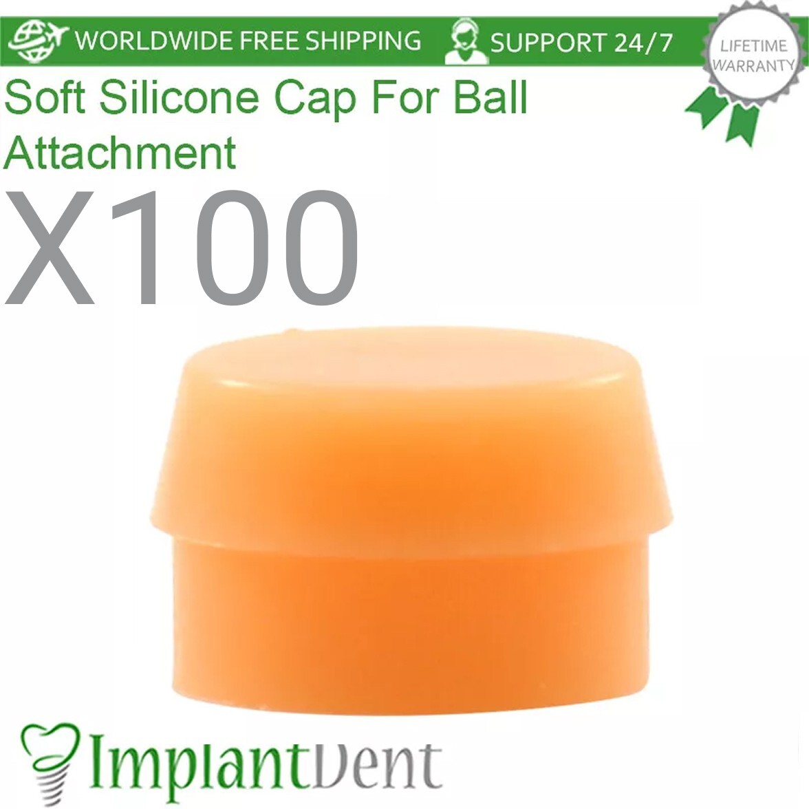 100x Dental Soft Silicone Cap Regular Size For Ball Overdenture Attachment