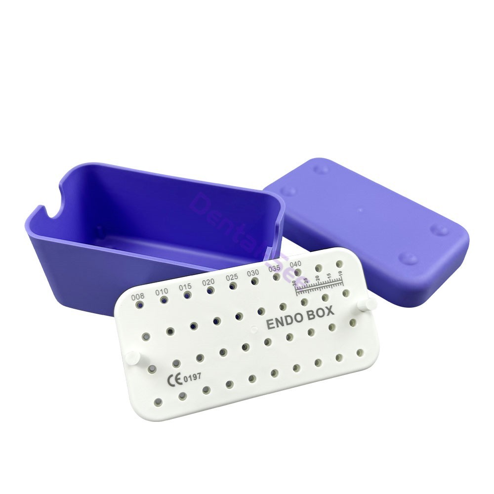 40 Holes Dental Endo Box FG Files Bur Holder Autoclave Disinfection Box Ruler