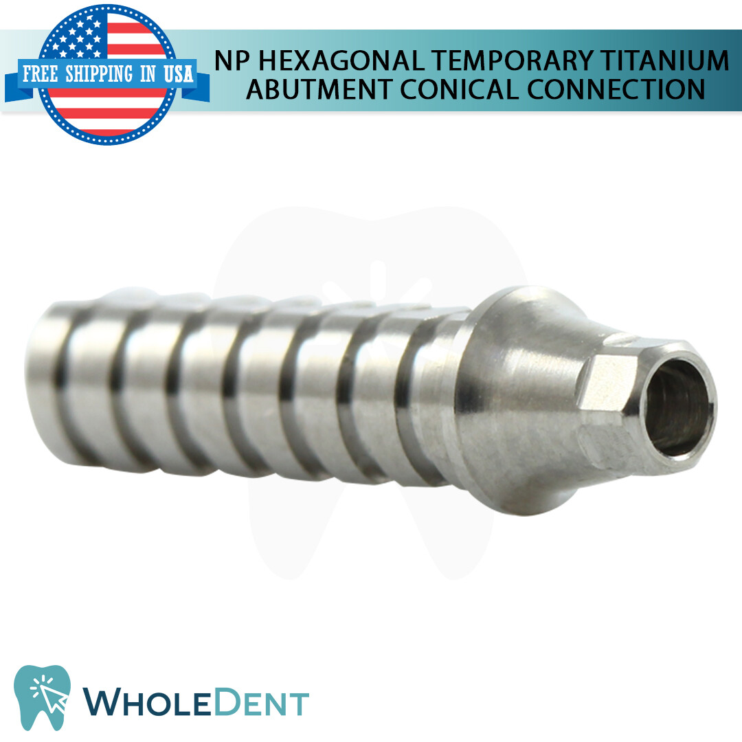 1x NP Conical Connection Hexagonal Temporary Titanium Abutment Dental Ø4.5mm