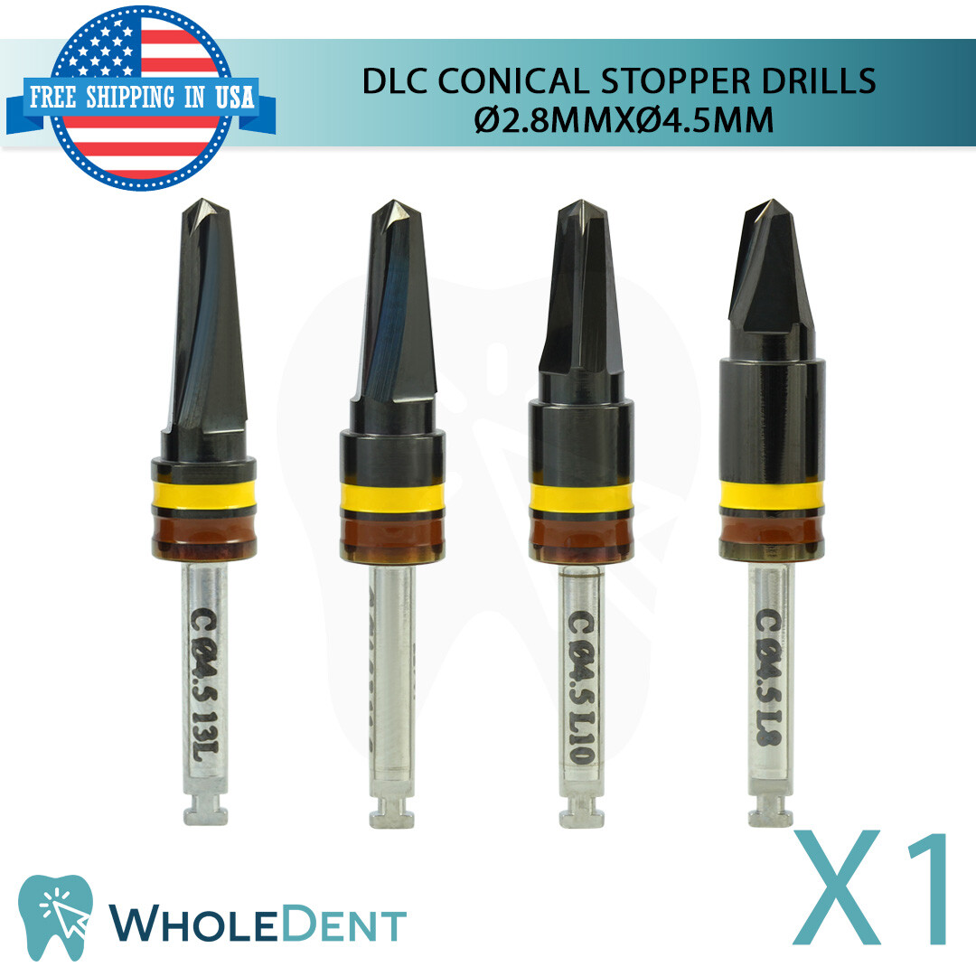 DLC Conical Integral Stopper Drill Ø2.8XØ4.5 Dental Im plant Tool Instrument