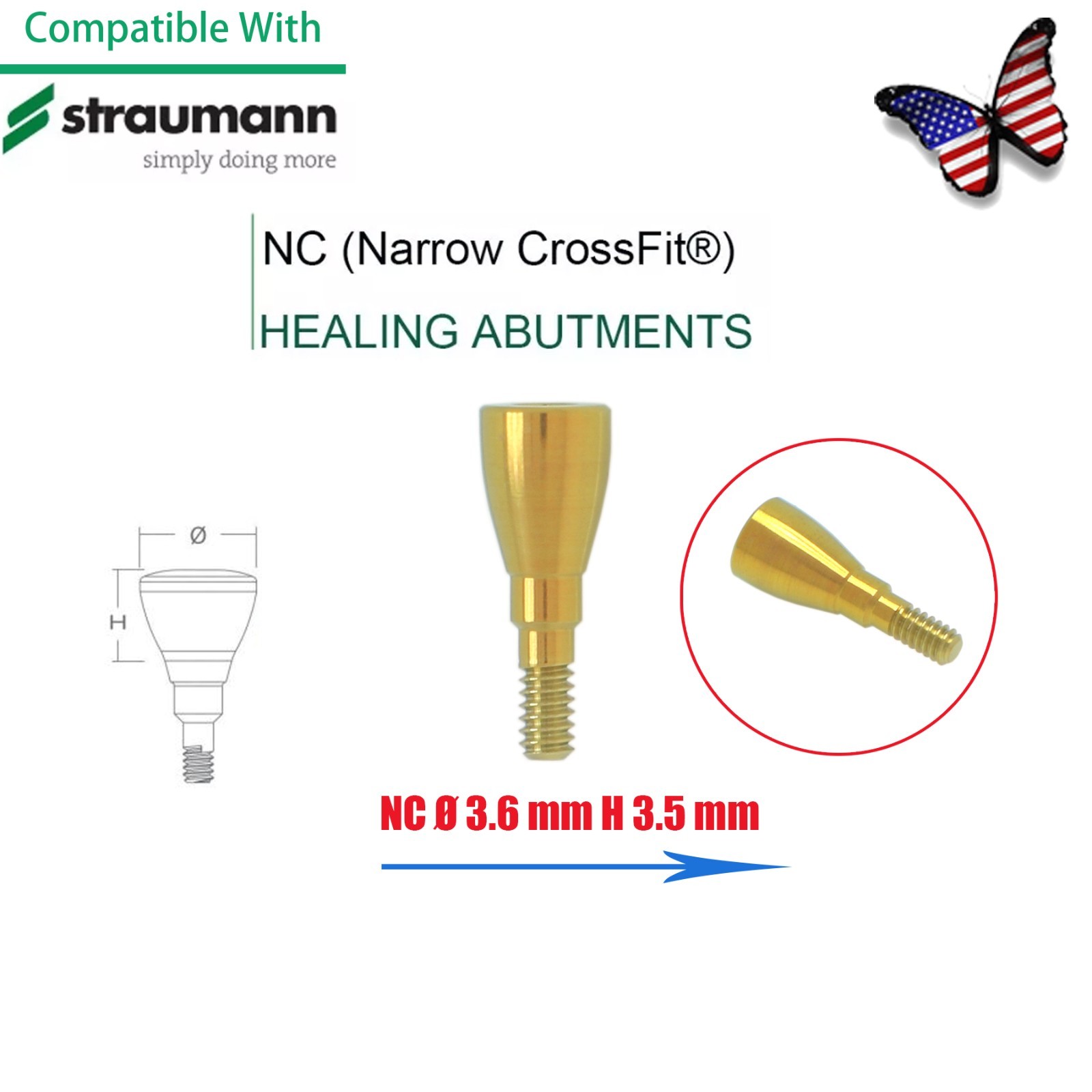 Dental Healing Abutment Cap/Closure Cover Screw Fit Straumann Cross Bone Level