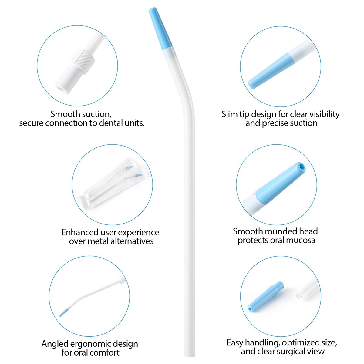 25pcs/box Disposable Dental Suction Tips Saliva Ejector Long Slim Suction Tubes