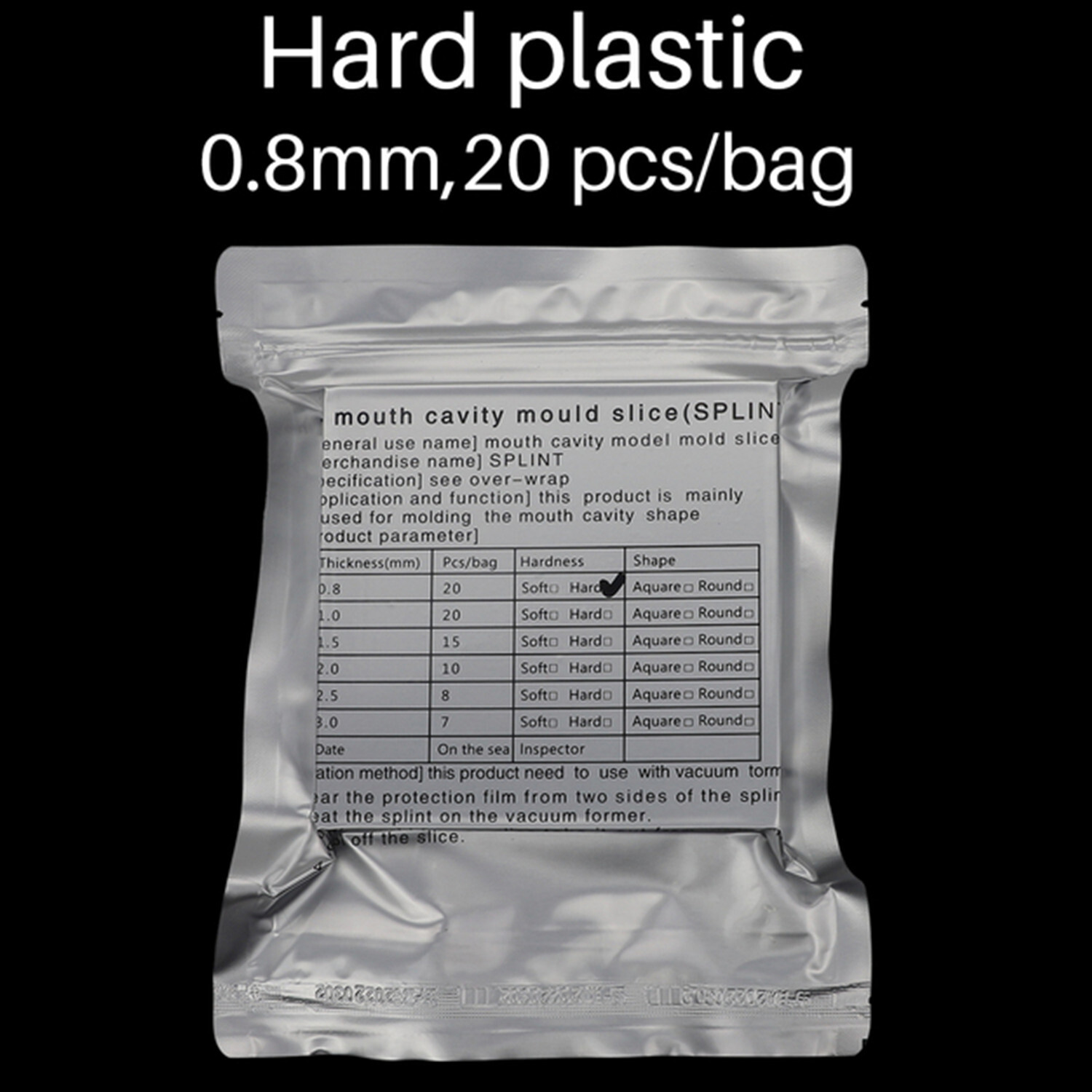20Pcs Dental Orthodontic Vacuum Forming Sheet Hard 0.8mm Thermoforming Material