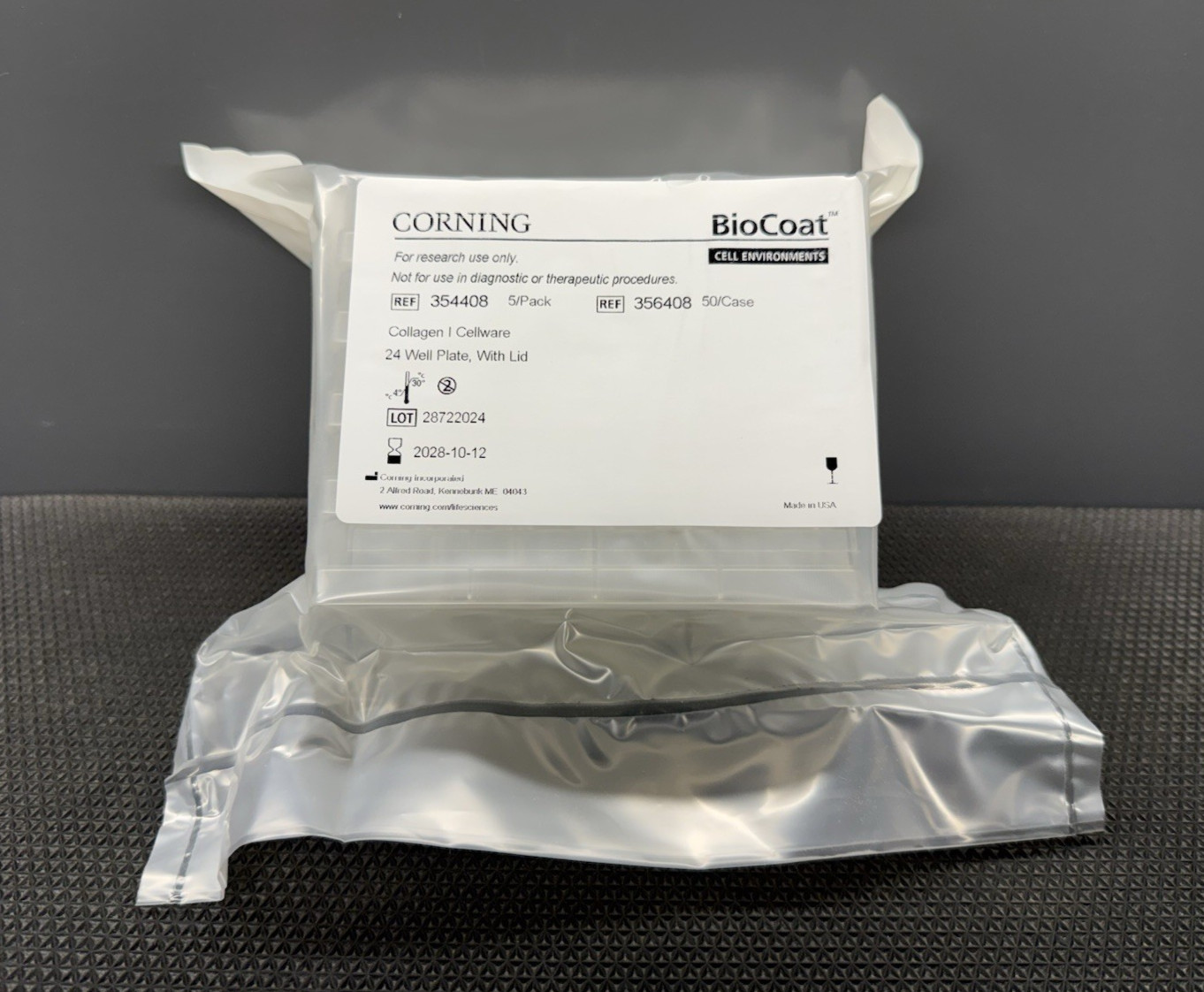 Corning BioCoat 356408 24 Well Plate w/Lid, 5 Per Pack/10 Packs, Exp. 2028-10-12
