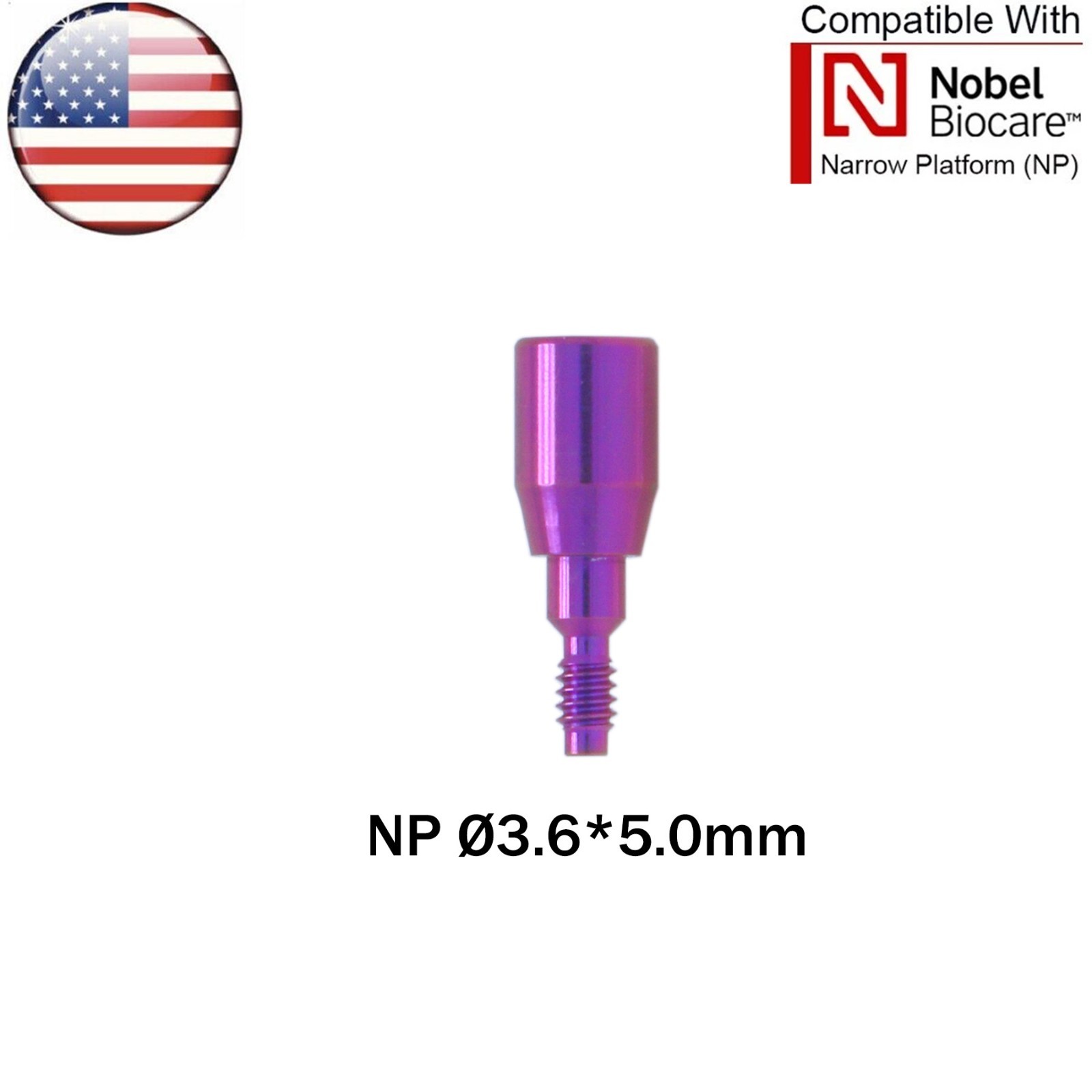 US NOBEL Dental Healing Abutment Caps Fit Nobel Active NP ∅3.6/5.0mm H3/5/7mm