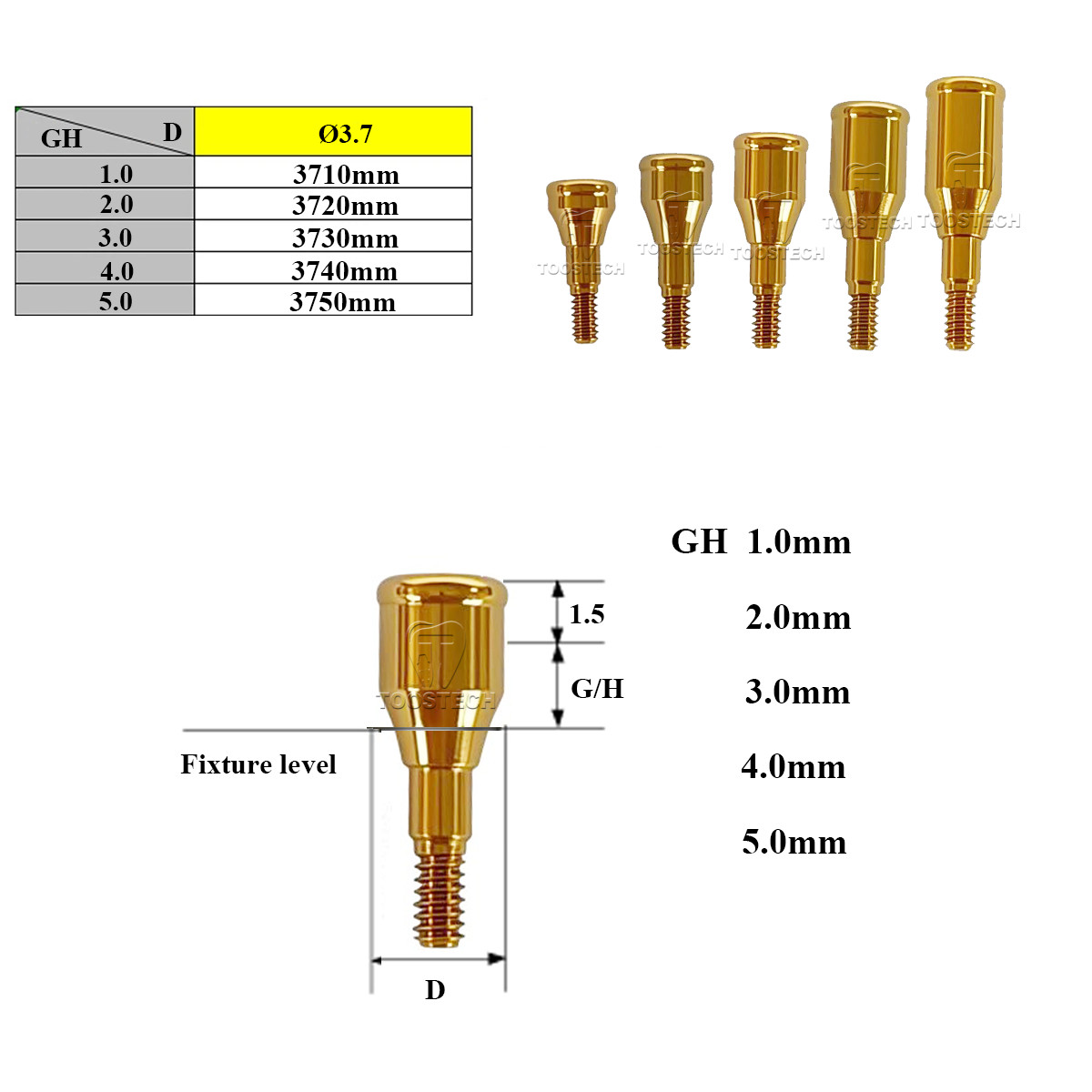 Locator Abutment Locator Core Tool fits to Megagen Blue diamond NC GH1~GH5