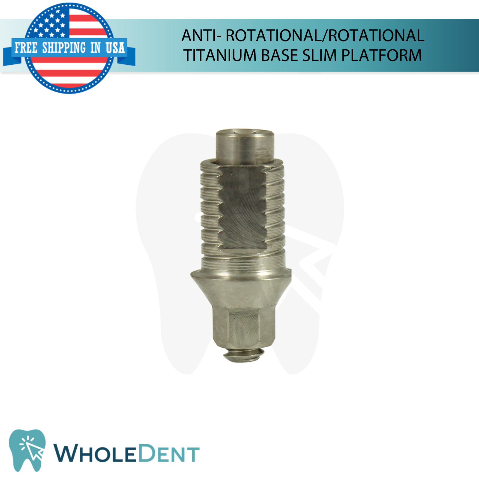 5x Dental Anti-Rotational / Rotational Titanium Base Slim Platform Int Hex 2mm