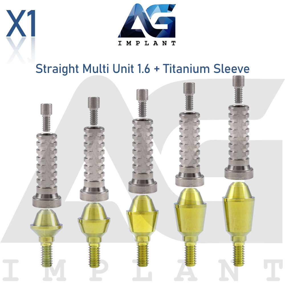 Straight Multi Unit 1.6 Prosthetic System Titanium Sleeve Set Hexagon 2.42mm