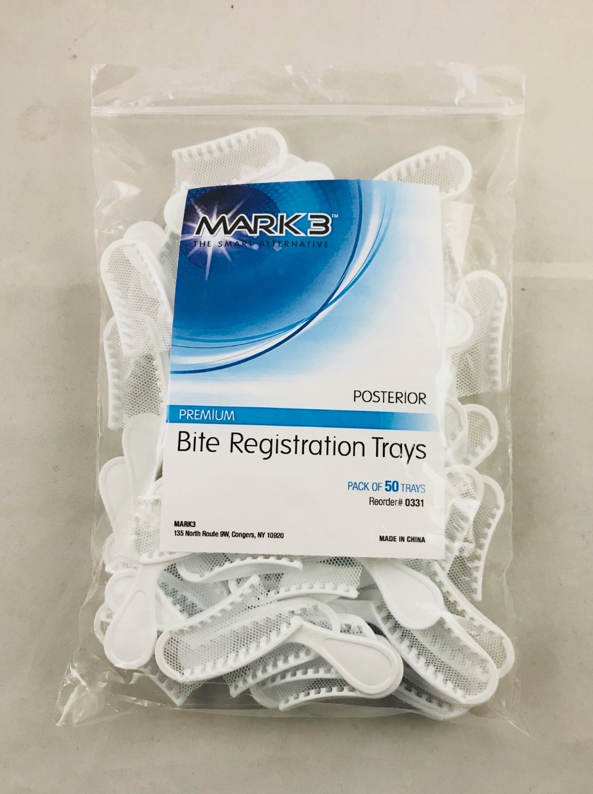 Dental Bite Registration Disposable Impression TripleTrays Posterior 50/Bx MARK3