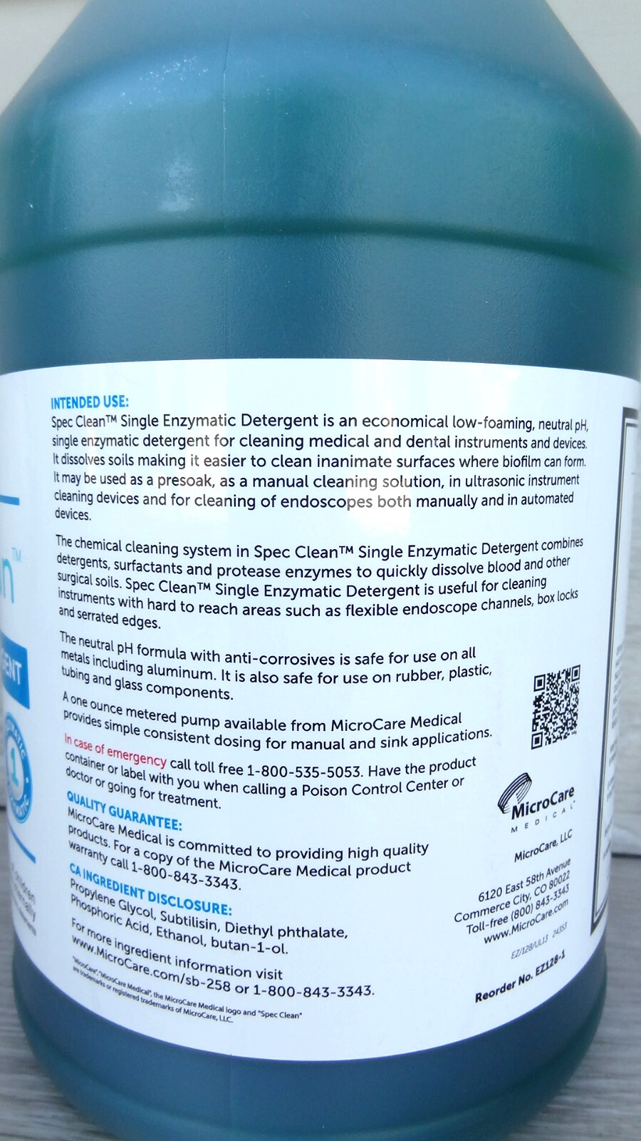 Instrument Detergent Single Enzymatic Concentrated 1 Gal (3.78L) Exp. 2027/02/18