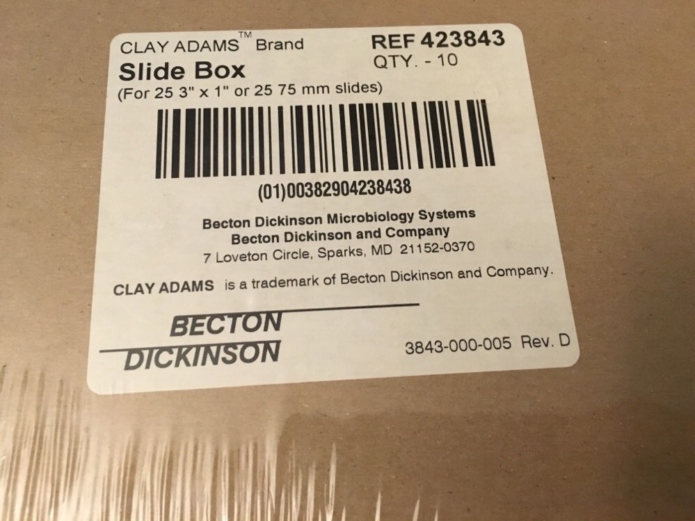 BECTON DICKINSON CLAY ADAMS SLIDE BOX REF 423843 Qty 10