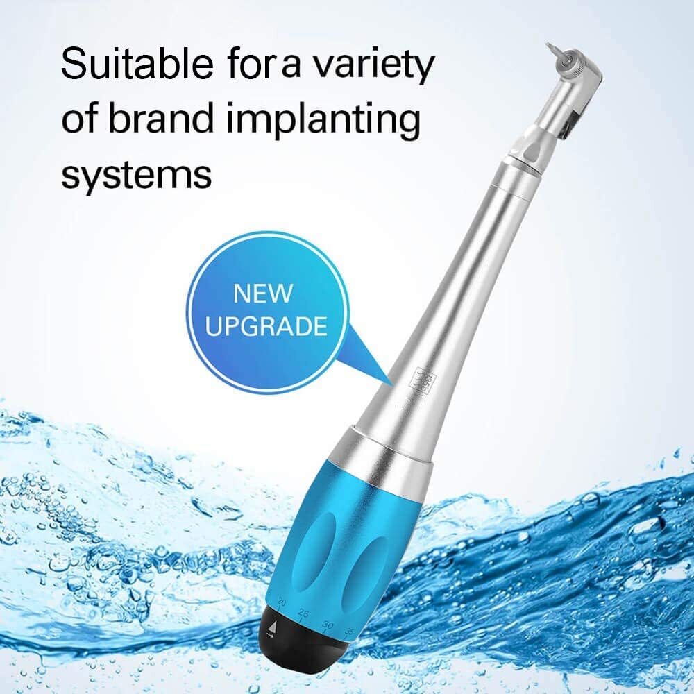 Dental Universal Implant Torque 2 Heads Adjustment Handpiece&12 Drivers Blue CE