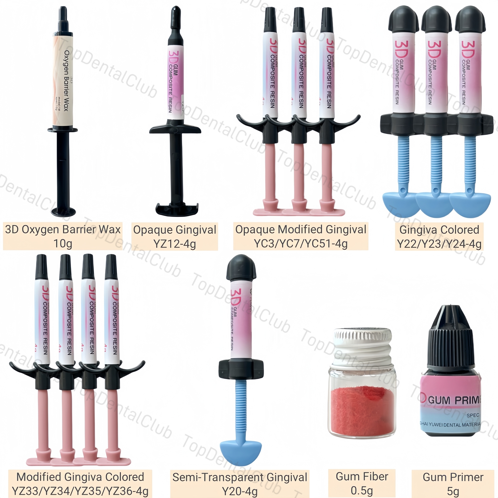 Dental Gingiva Aesthetic Resin Gum Pink 3D Composite Resin Syringe Adhesive Kit
