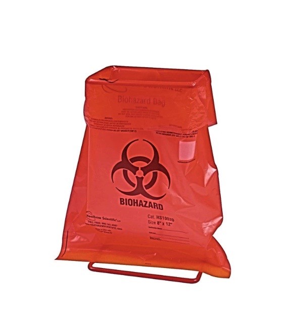 (63) HEATHROW Biohazard Waste Bags 8”x12” English Spanish French HS10320