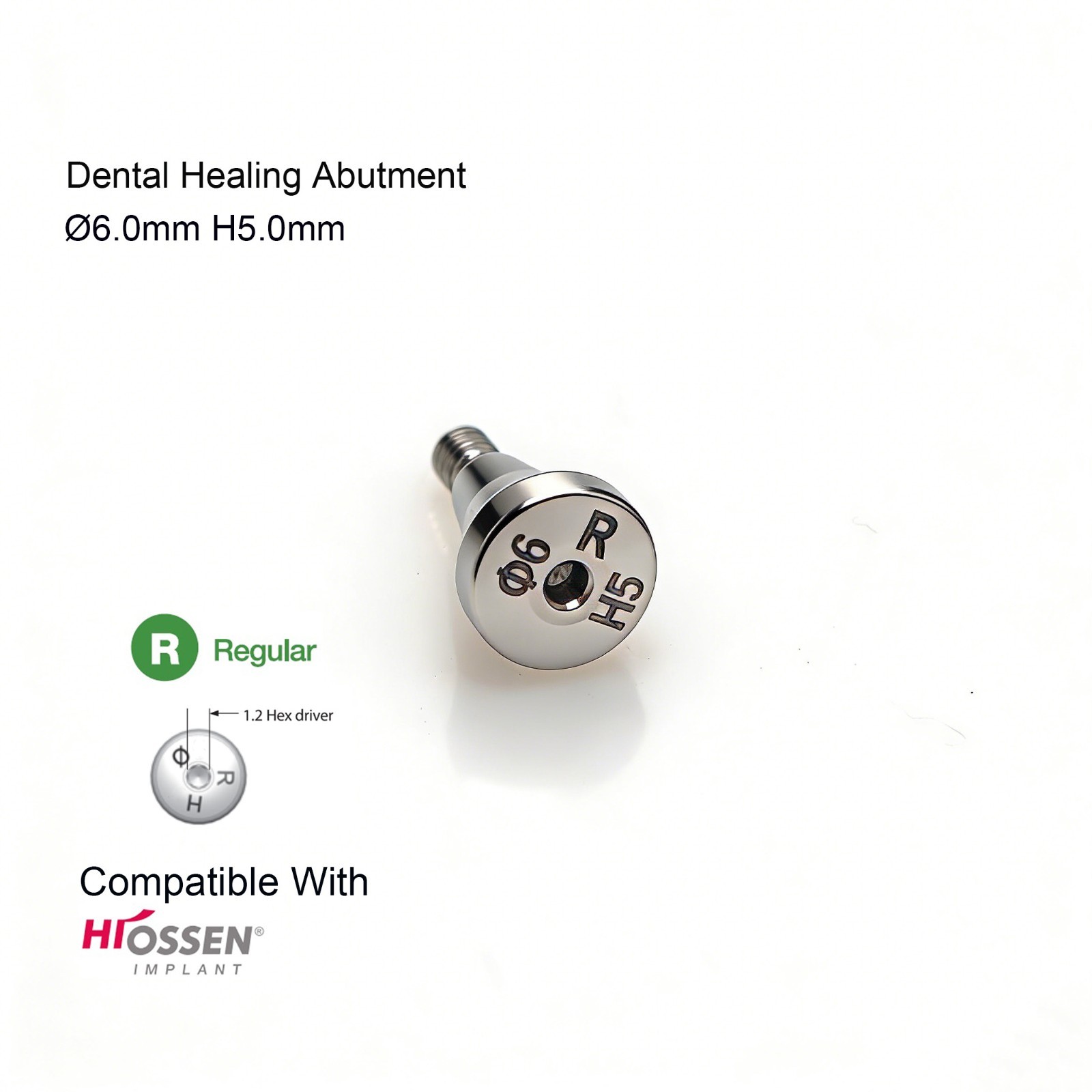 Dental Healing Cap Abutment Regular Platform Compatible Hiossen ET Conical 5.0mm