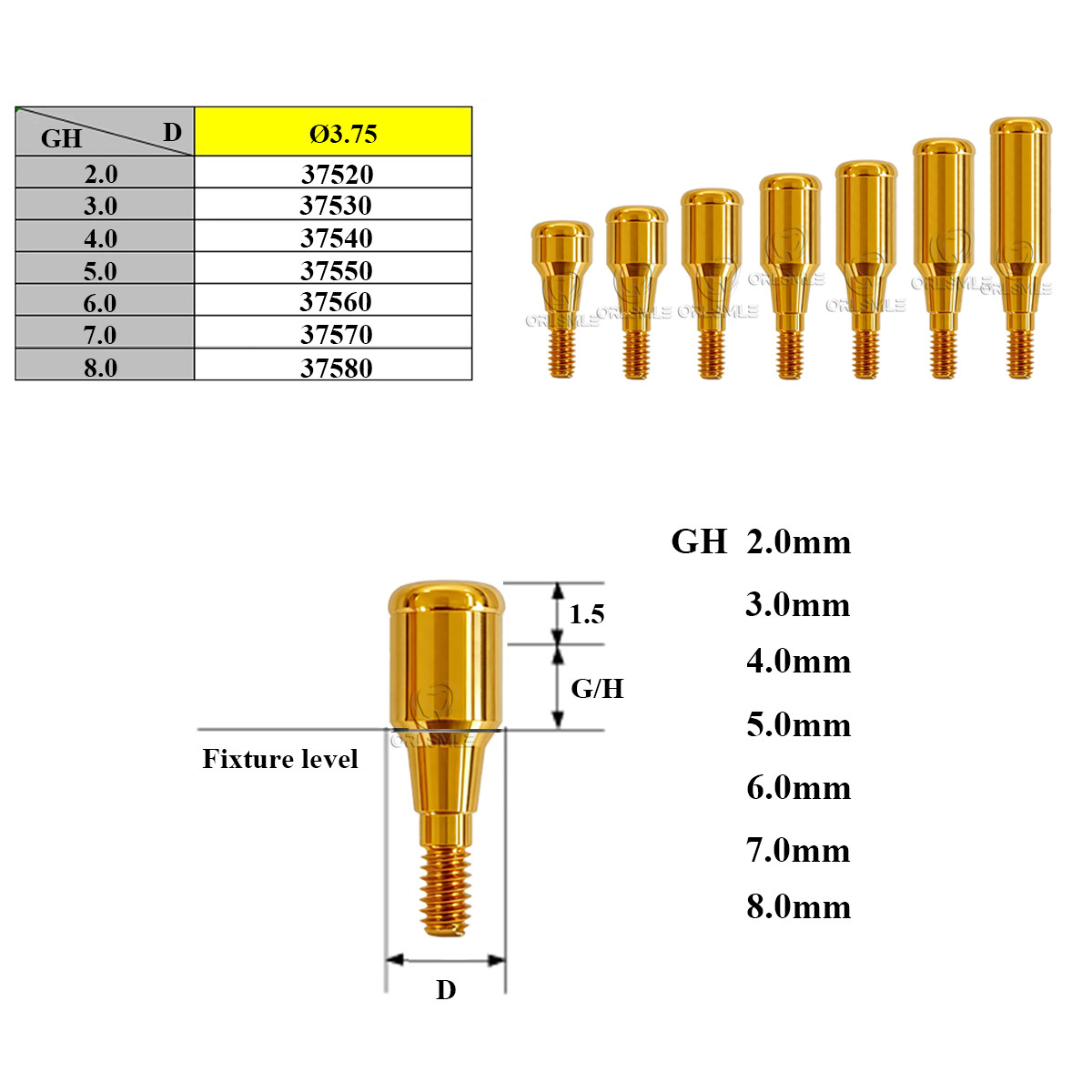 Locator abutment set full Set Male cap kits fit to Ankylos (C）-Non GH2-8mm