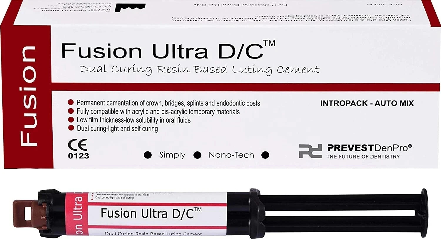 Luting Cement 9gm Pack Dental FUSION ULTRA DC Dual Curing Resin Based Automix FS
