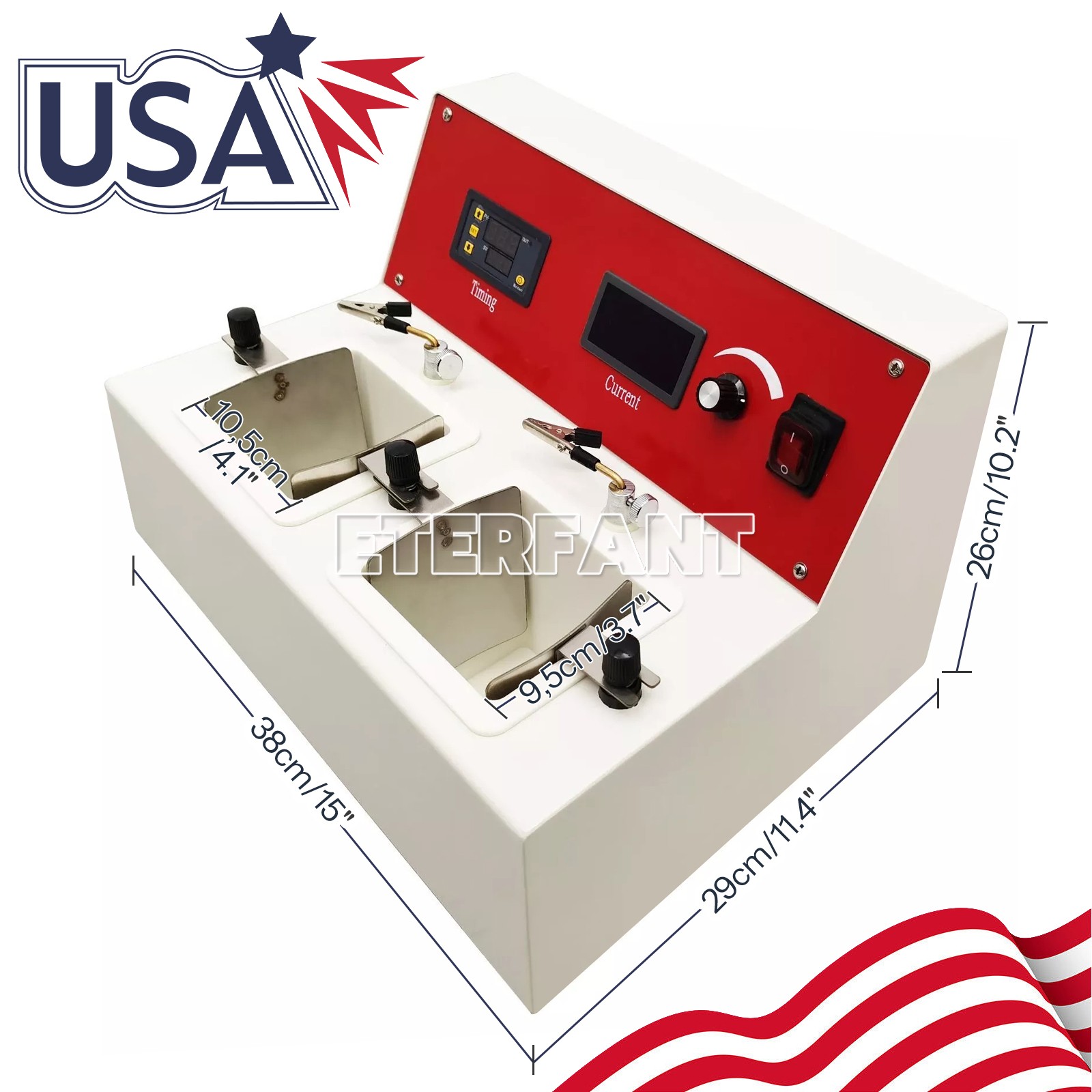 ETERFANT Dental Lab Electrolytic Polish Machine Two electrolytic Cells 110V 250W
