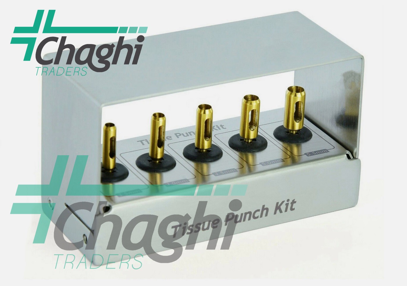 5 Pcs Dental Implant Tissue Punch Kit set Surgical Surgery With Box HolderChaghi
