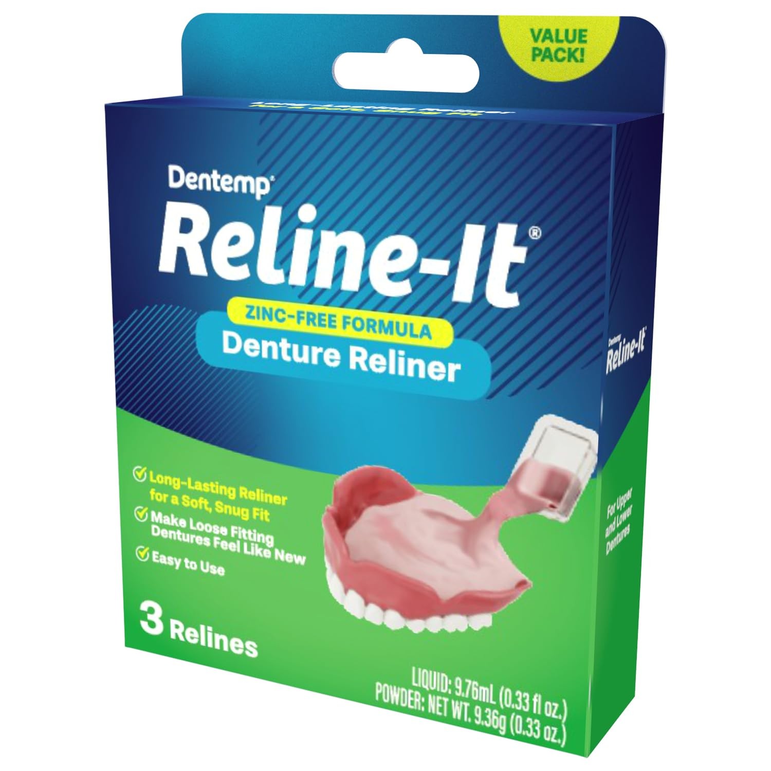 Denture Reline Kit – 3 Relines for Quick, Easy Re-Fitting & Confidence
