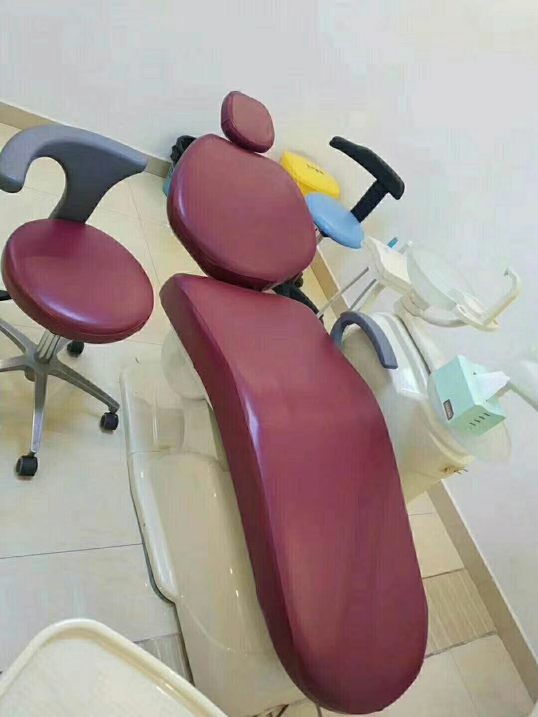1Set Dental Unit PU Cover Cloth Dentist Chair Protector Sleeve Wine Red Line