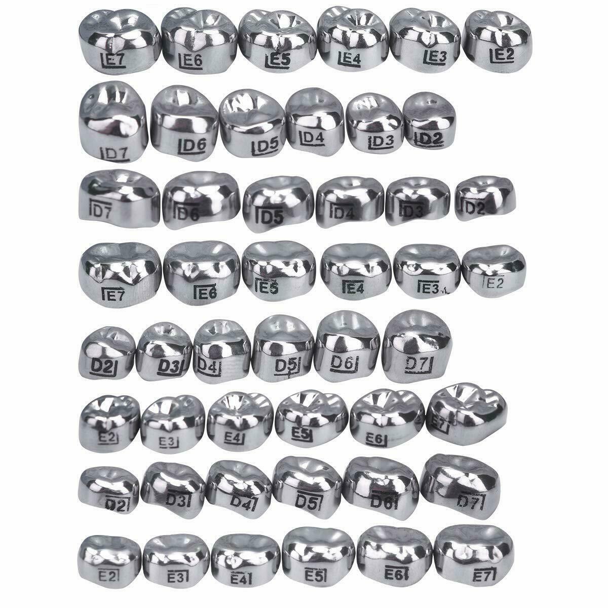 DENTAL Ni-Chro STAINLESS STEEL Primary Molar KIDS CROWN KIT/REFIL All sizes 5/pk