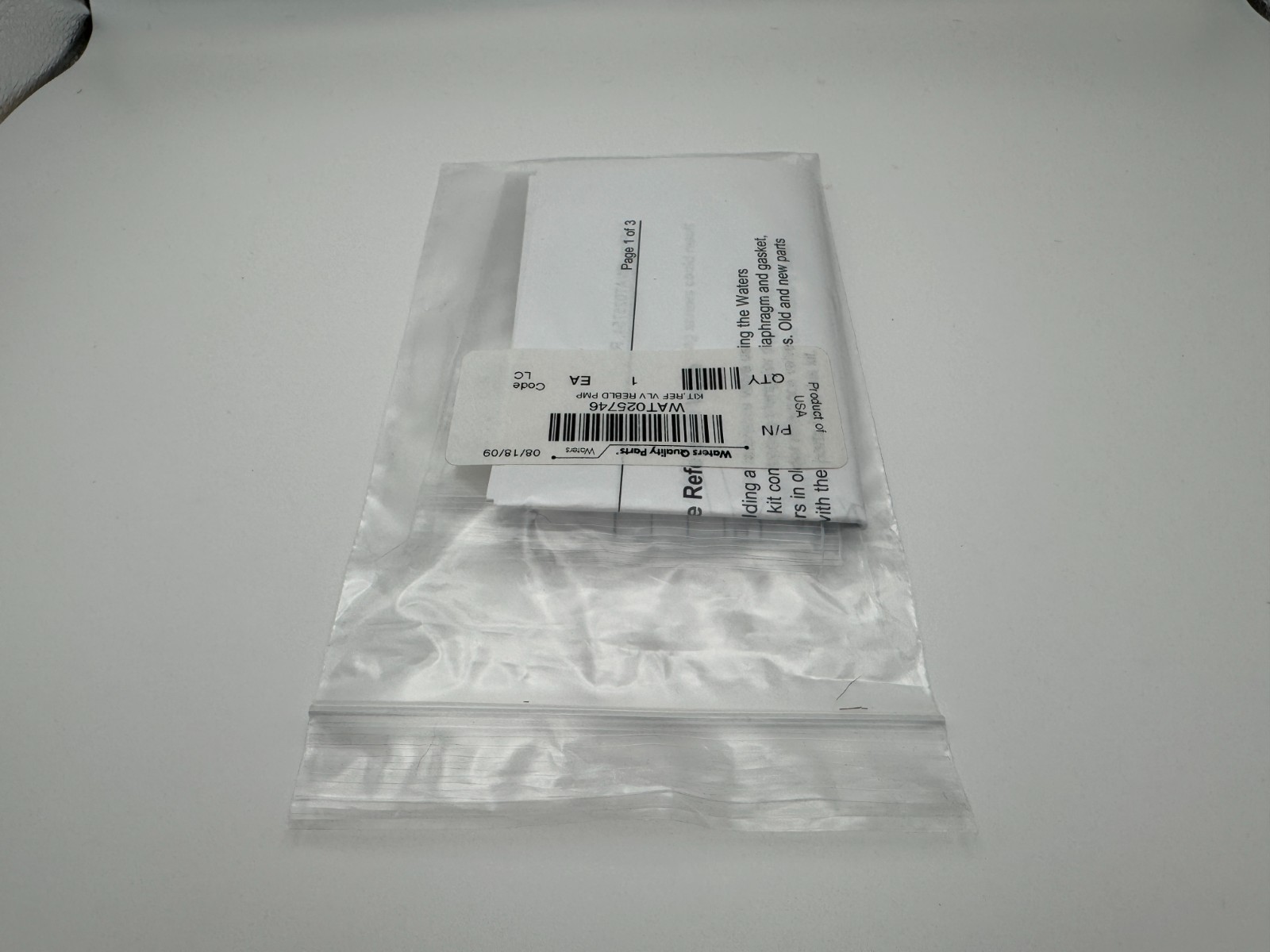 Waters Kit Ref Valve Rebuild Kit HPLC Part Number WAT025746