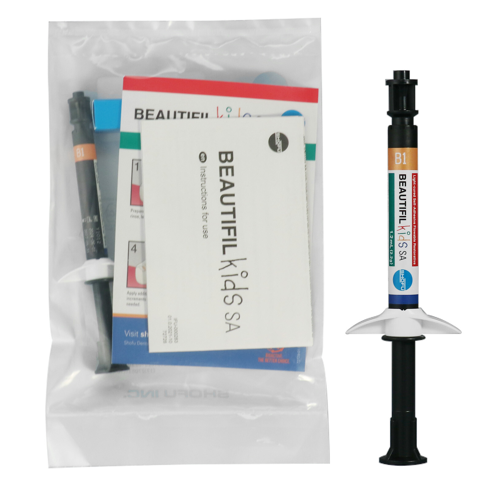 SHOFU Beautifil Kids Light-cured Self-adhesive Flowable Restorative Syringe+Tips