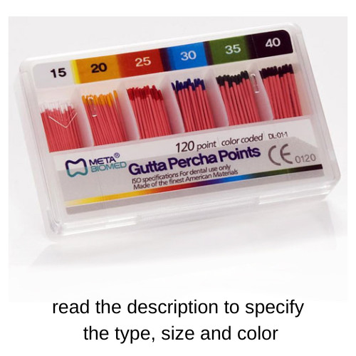 Meta Gutta Percha Points – Assorted #45,50,55,60,70,80 Color Coded, Sterile