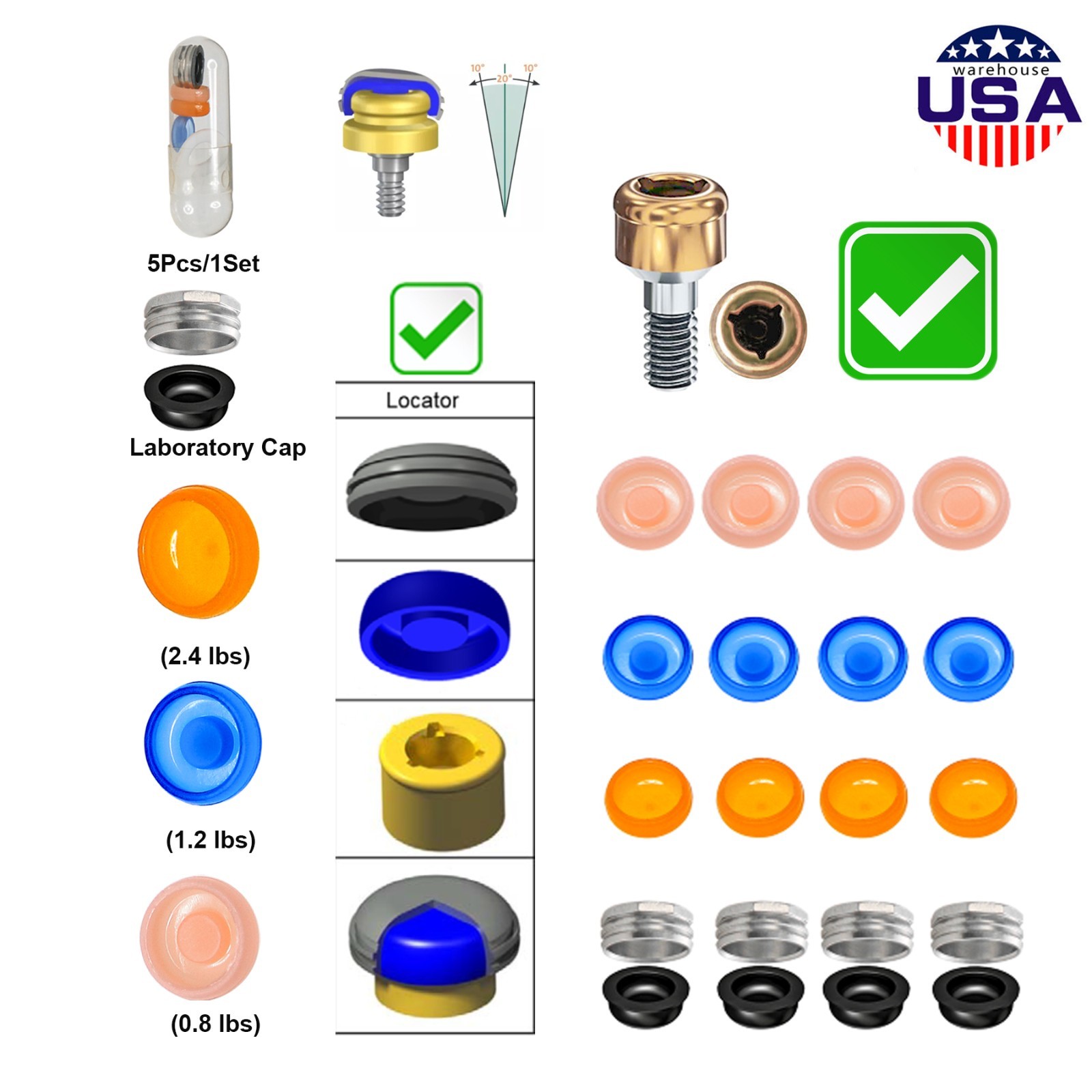 US Fit Hiossen ET / Osstem TS Dental Titanium Abutments & Restorative Components