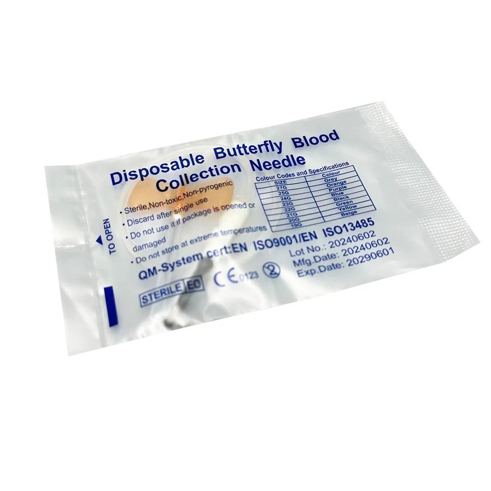 New 50Pcs 21~25G Advanced Safety Sterile Blood Collection Tips with Double-Wing