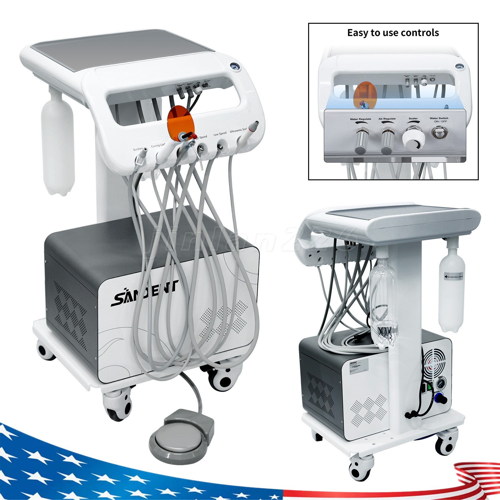 Portable Dental Delivery Unit With Air Compressor Strong Suction 4Hole