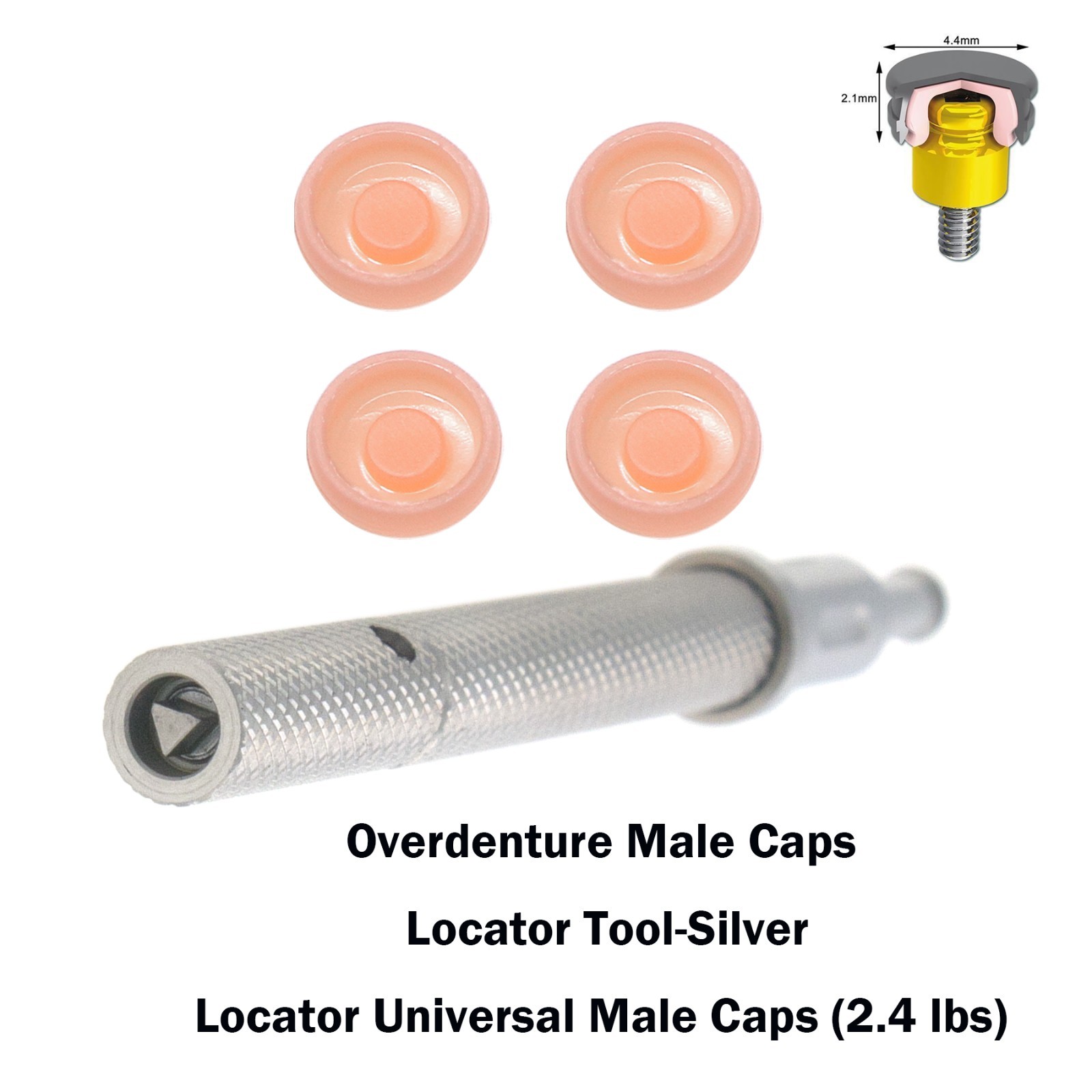 US Universal Dental Implant Overdenture Retention Caps 2.4 lbs Locator Core Tool