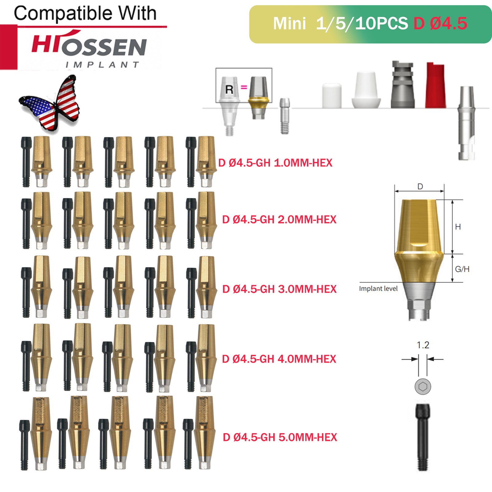 Hiossen Dental Locator/Healing/Straight Abutment/17° Angled Transfer Impression