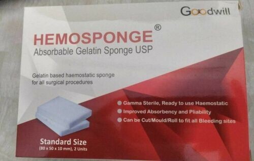 20 Pack Absorbable STERILE Haemostatic Gelatin Sponge 80mm Gelfoam Hemocollagene