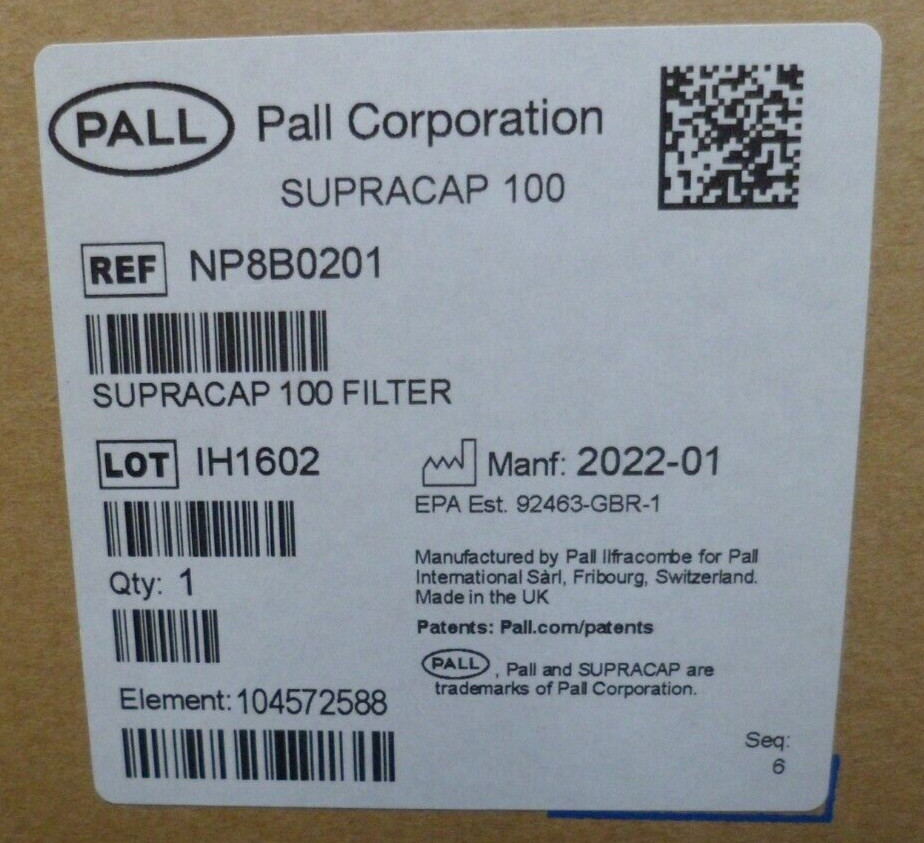 Pall Corporation NP8B0201 Supracap 100 Filter